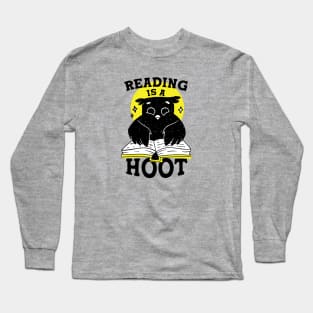 Reading is a Hoot | Book Owl Cartoon Long Sleeve T-Shirt